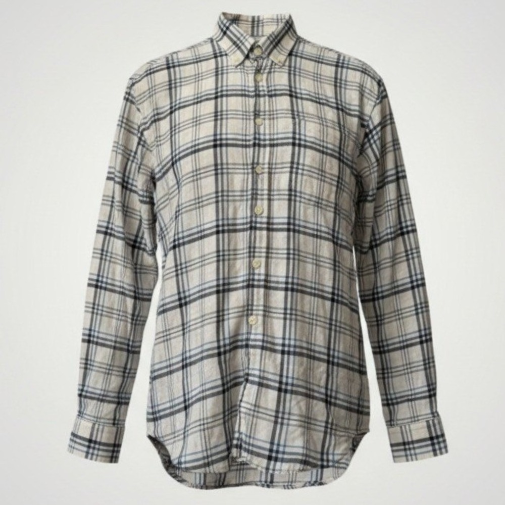 Mavi Plaid Button Up Shirt Men Medium Blue White Linen Resort Preppy Nautical